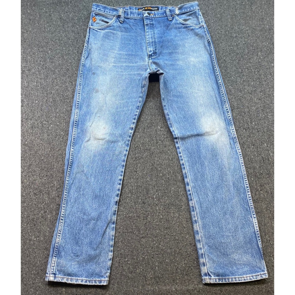 Wrangler FR Flame Resistant Jeans Sz 38 Mens Blue Workwear HRC2 13MWZ Straight